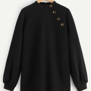SHEIN Button Detail Keyhole Back Sweatshirt